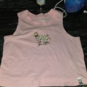 Girls' Pink Graphic Tank Top - Surf Goat Design